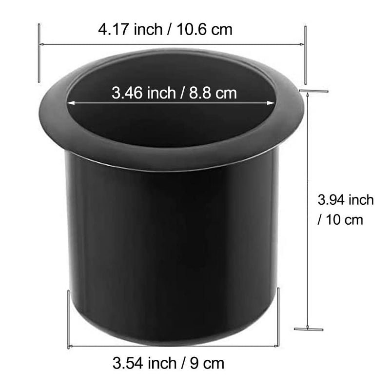 GYBest 2 Pcs Plastic Black Cup Holder  Recliner-Handles Replacement Cup Holder Insert for Sofa Boat Couch Recliner Poker Table (Bottom: 3.54""  Top: 4.17""  Height: 3.94"") - Image 2